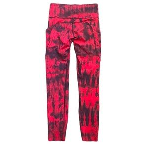❤️ Lululemon Fast & Free 25” Leggings Game Day Red Tie Dye Size 2 NWT